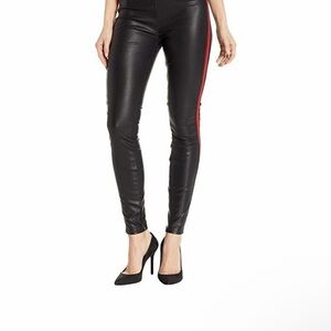 Blank NYC Black Leather Pants with Red Stripe Size 28